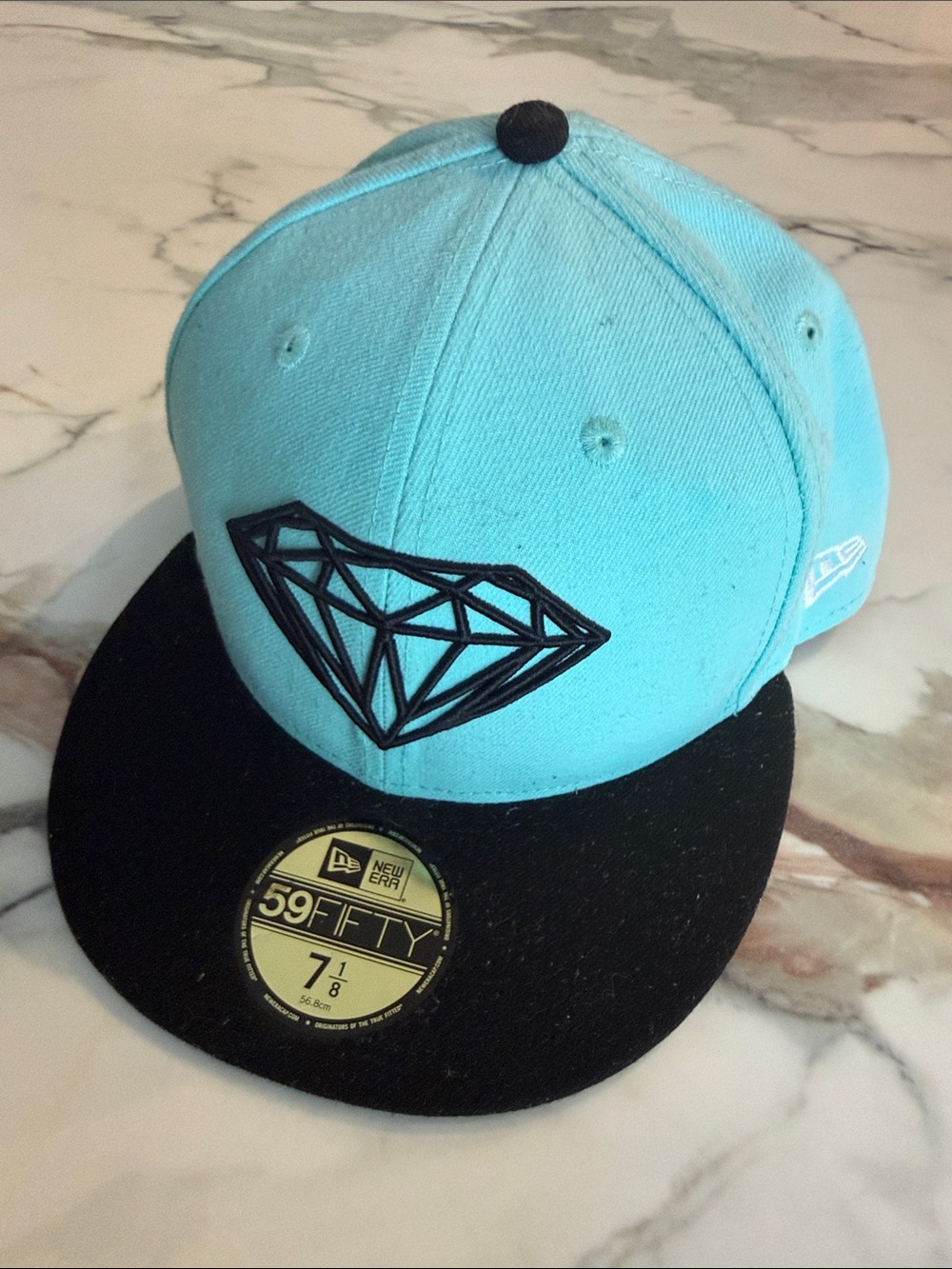 New Era Kids Turquoise and Black Diamond Patch 59FIFTY Cap - Rare Find !